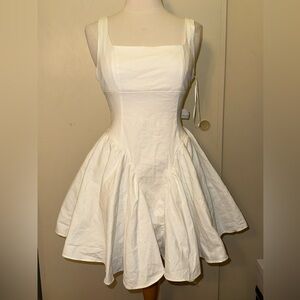 The Vintage Shop Windsor White skater open back Marilyn Monroe mini bow Dress M